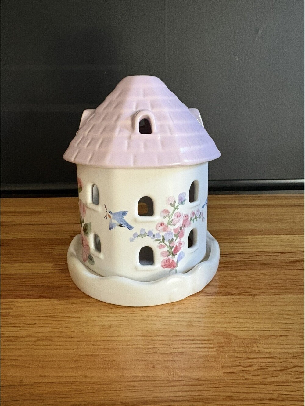 Vintage Pfaltzgraff Cape May Pierced 7" Candle Holder Bluebird Birdhouse 1999